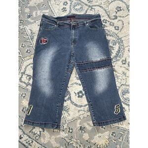 Vintage Y2K Neeso Jeans Capris Sz 18 Embroidered Patch Women’s